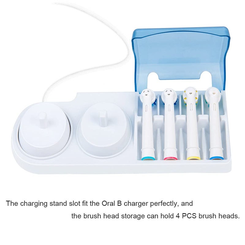 seplouis Electric Toothbrush Holder with 1 Charging Stand Slot  1 Toothbrush Stand and 4 Toothbrush Heads Storage + 4 PCS Toothbrush Head Covers for Oral B - Image 3